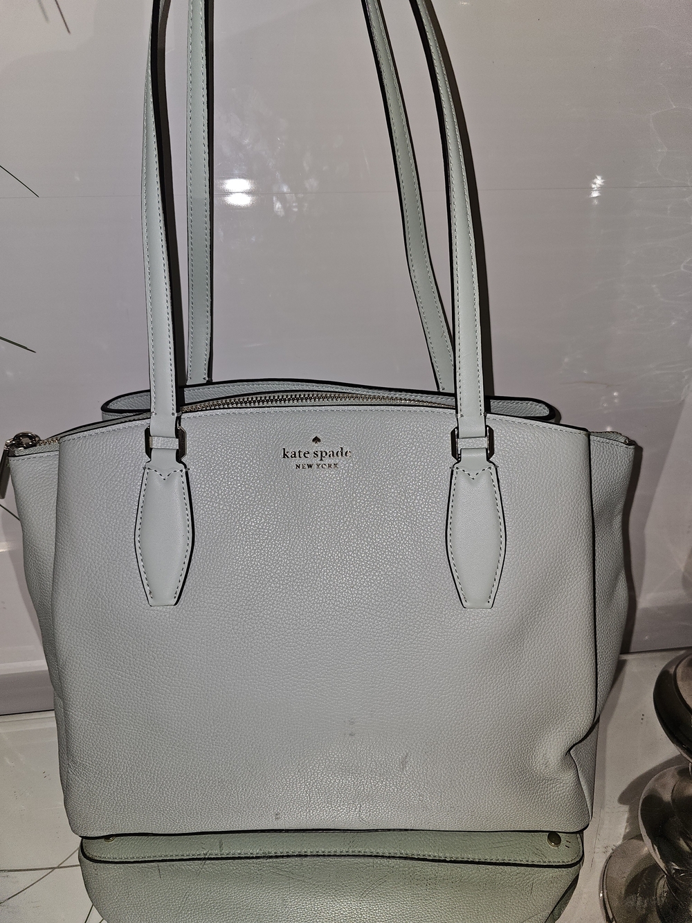 Kate Spade Light Gray Pebbled Leather Tote